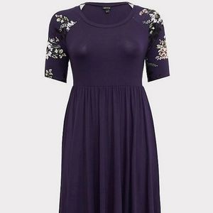 Torrid Purple Floral Jersey raglan Skater dress